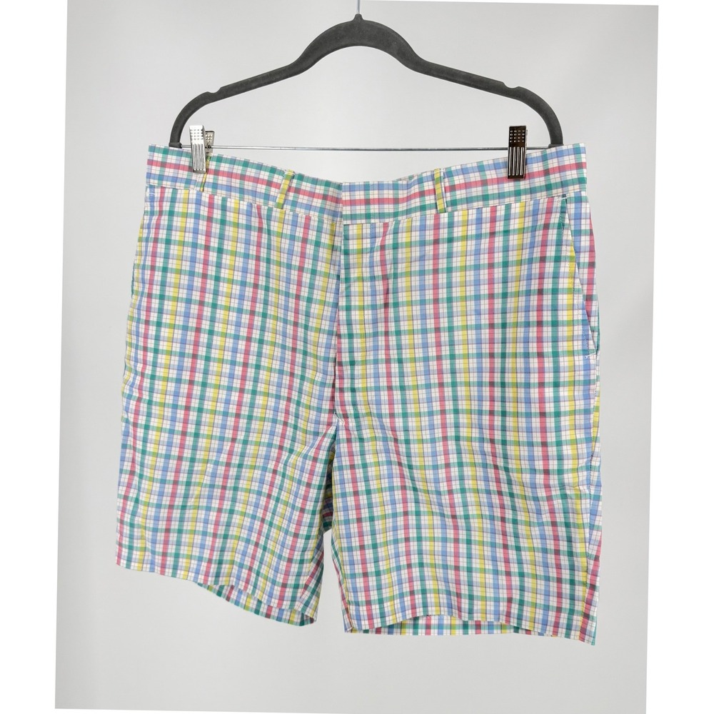 Higgins Slacks Plaid‎ Shorts Mens 38 Vintage USA Made Preppy Golf Flat Front